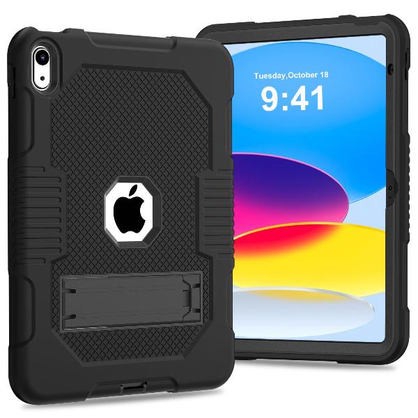 Protective Rugged iPad Case for (10.9-Inch, For iPad 10th Gen) - Kickstand Included