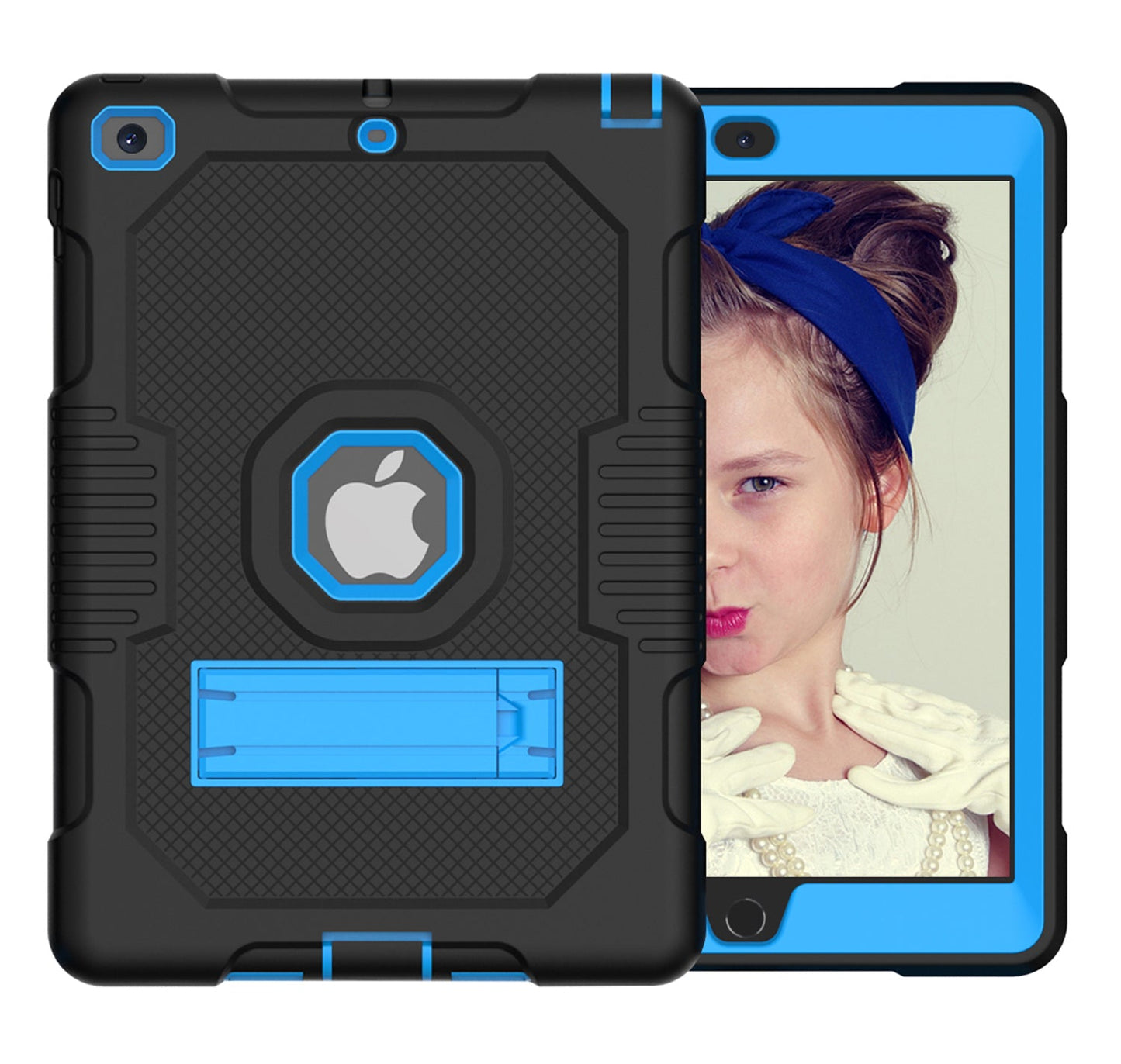 Protective Rugged iPad Case for (10.2-Inch, For iPad 7th, 8th, 9th Gen) - Kickstand Included