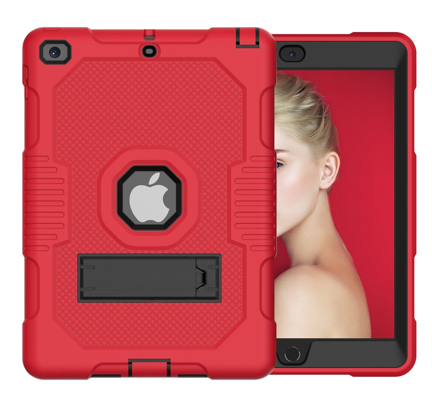 Protective Rugged iPad Case for (10.2-Inch, For iPad 7th, 8th, 9th Gen) - Kickstand Included