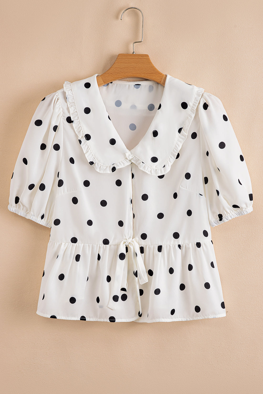 White Polka Dot Peplum Top