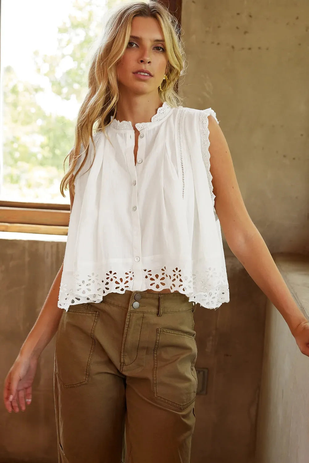 Lace Whisper Buttoned Blouse