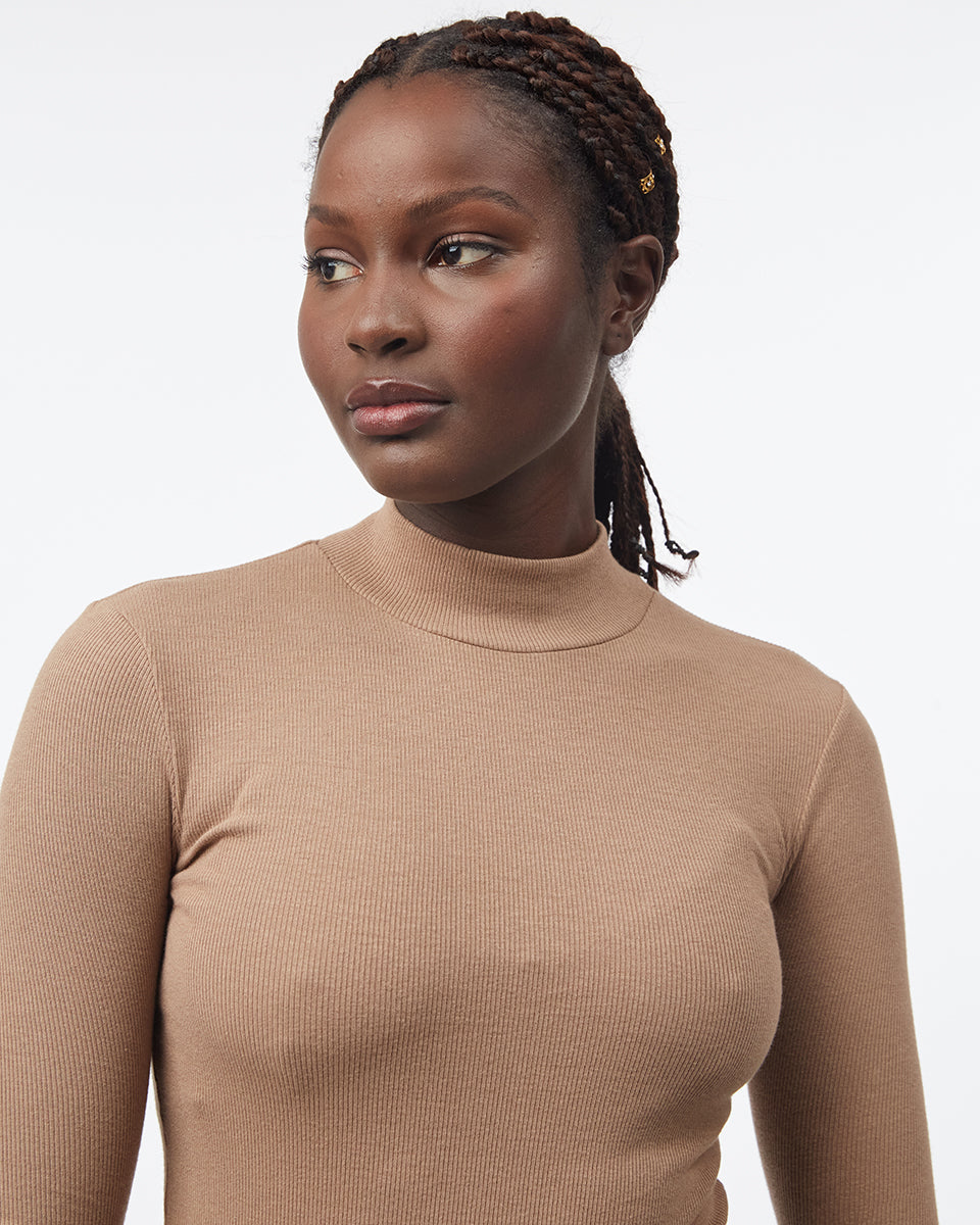 Rib Mock Neck Longsleeve