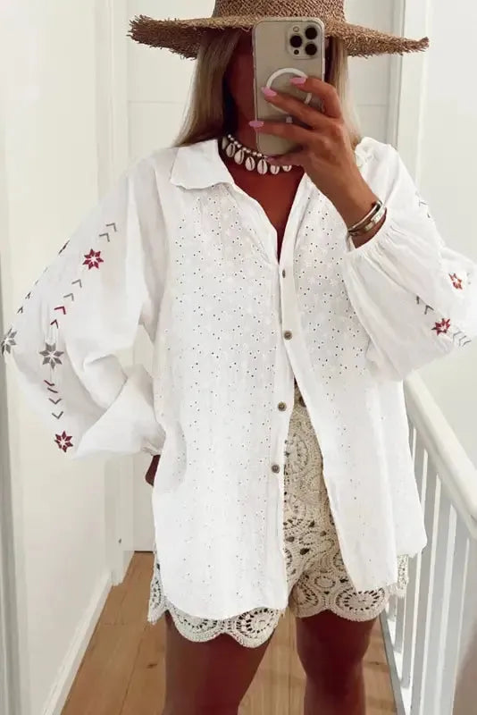 Embroidered Bloom Puff Shirt