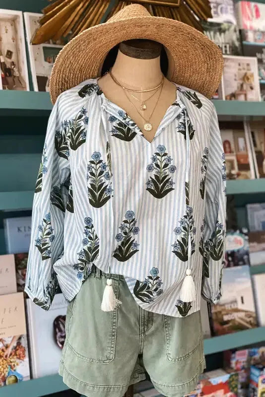 Floral Stripe Elegance Blouse