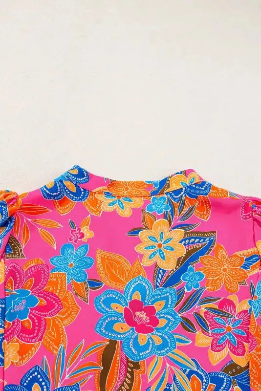 Flowy Blouse - Rose Abstract Smocked