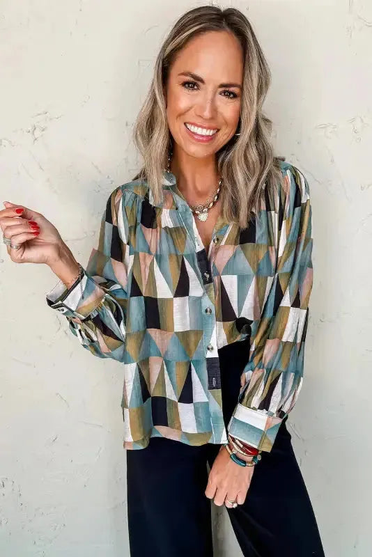 Geometric Grace Loose Fit Top
