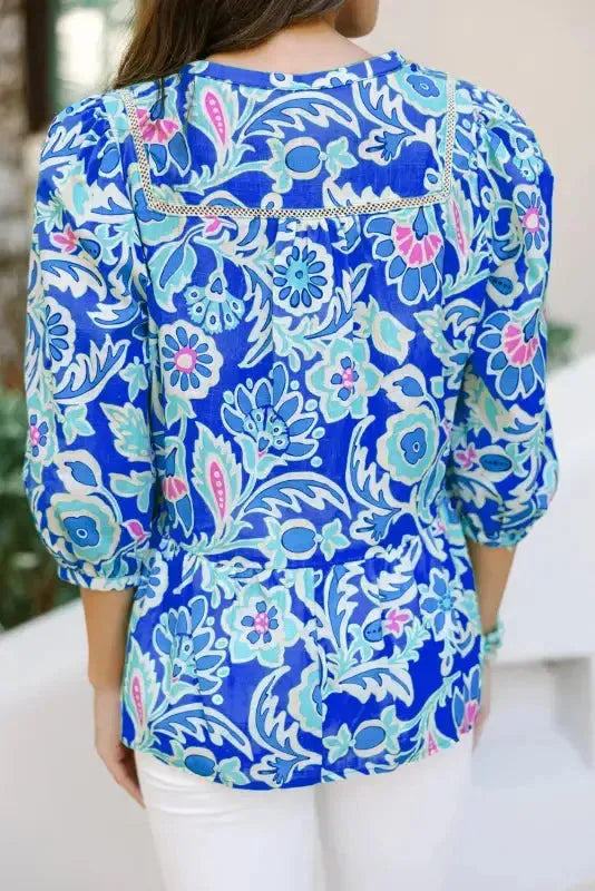 Lace & Petals Bracelet Sleeve Blouse