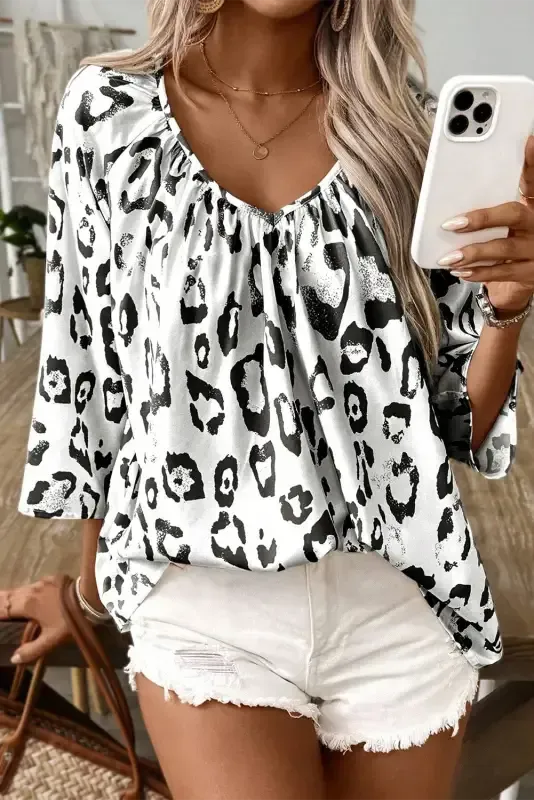 Leopard Luxe Accent Blouse