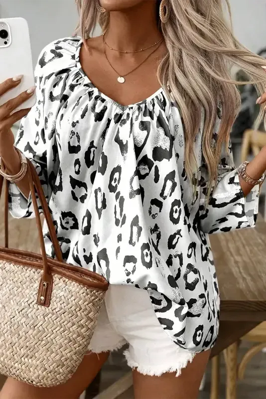Leopard Luxe Accent Blouse
