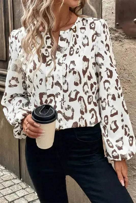 Leopard Luxe Balloon Sleeve Blouse