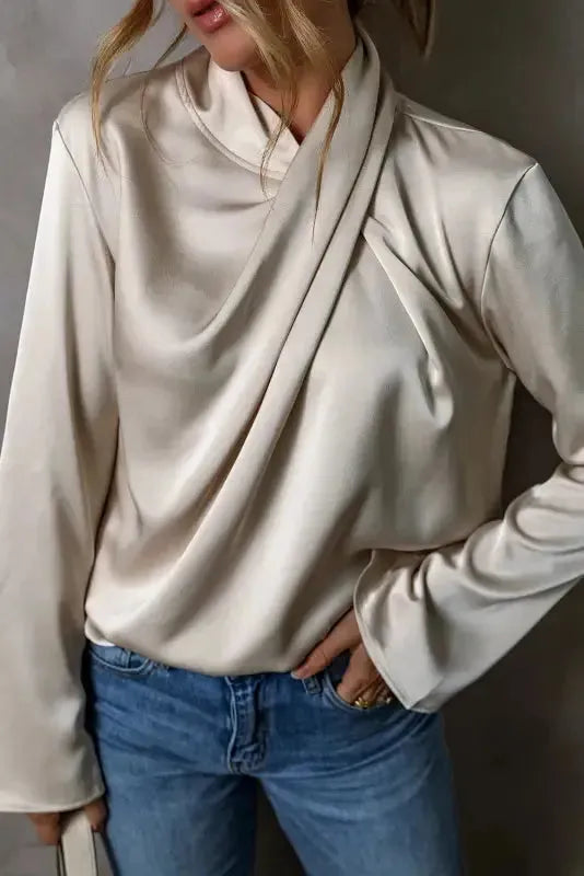 Luxe Satin Crossover Blouse