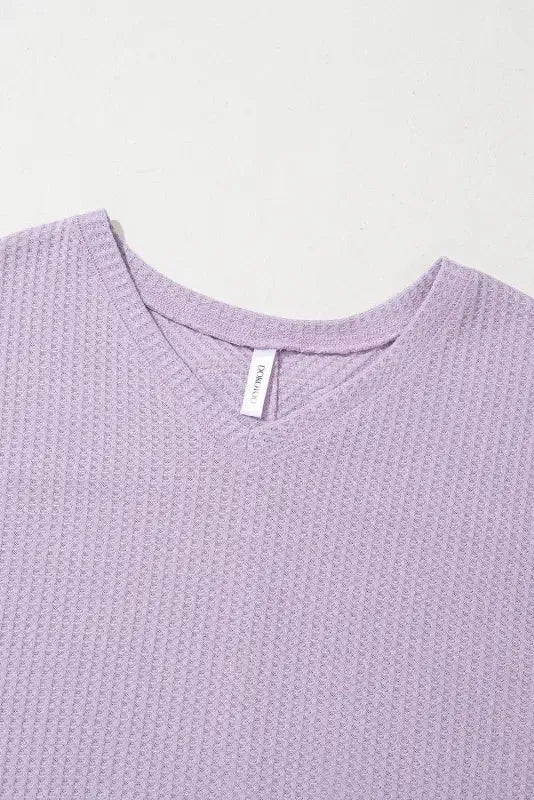 Modern Slouch Waffle Knit Blouse - Orchid