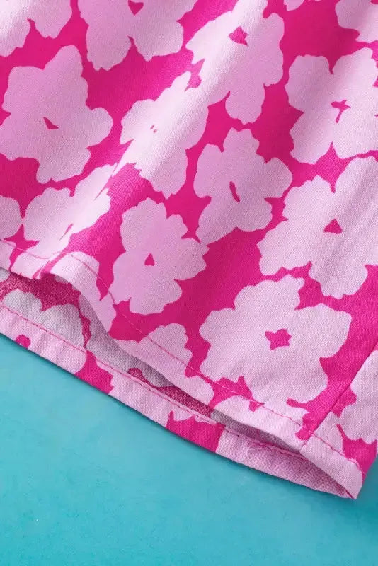 Pink Chic Blouse - Floral Layered Ruffle Sleeve