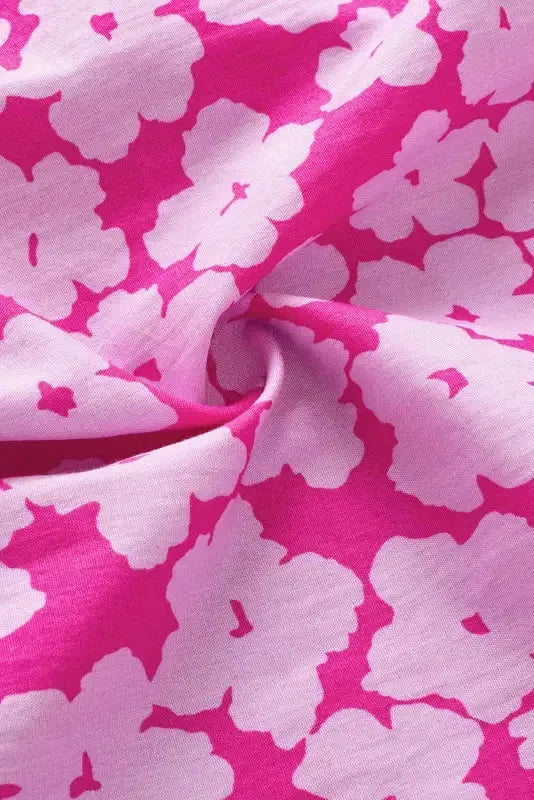 Pink Chic Blouse - Floral Layered Ruffle Sleeve