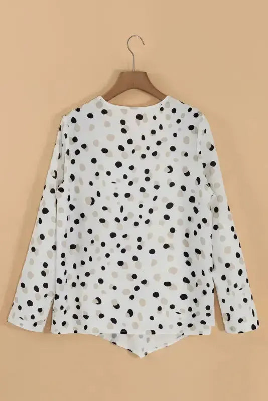 Polka Charm V-Neck Blouse