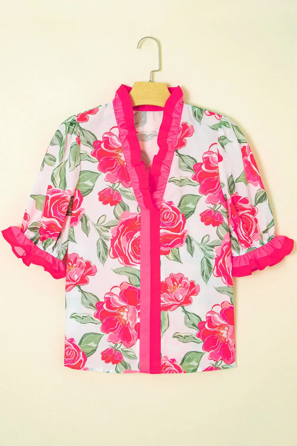 Fashionfitz Rosy Bloom Frill Blouse for Trendy Looks