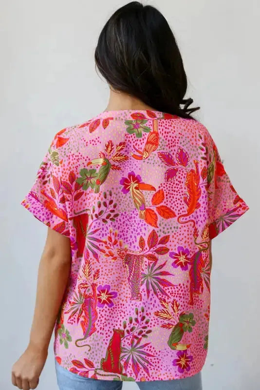 Safari Chic Floral Blouse