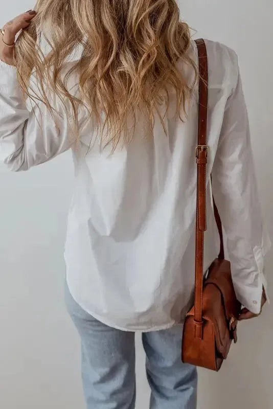 White Lace Crochet Trim Shirt