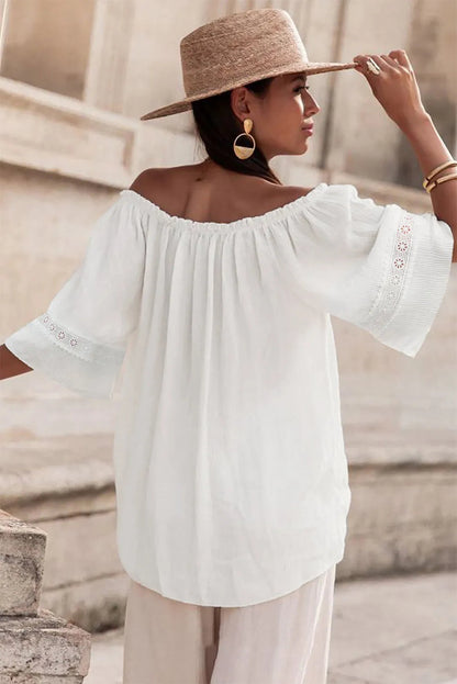 Frosted Lace Off-Shoulder Top - Feminine Elegance