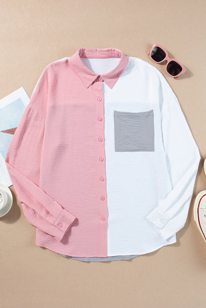 Dusty Pink Color-Block Shirt