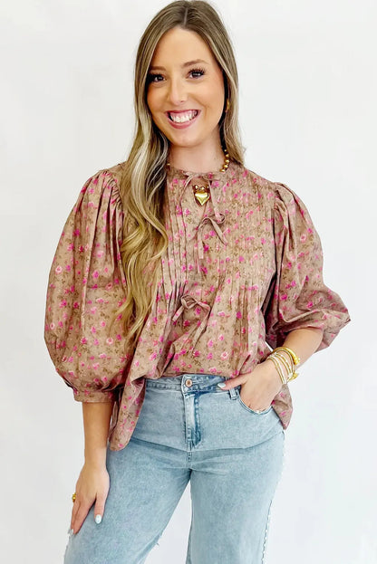 Floral Half Sleeve Blouse Top – Women’s Boho Casual Printed Blouse
