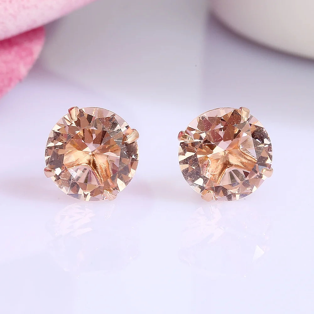 18K Rose Lab Morganite Stud Earrings