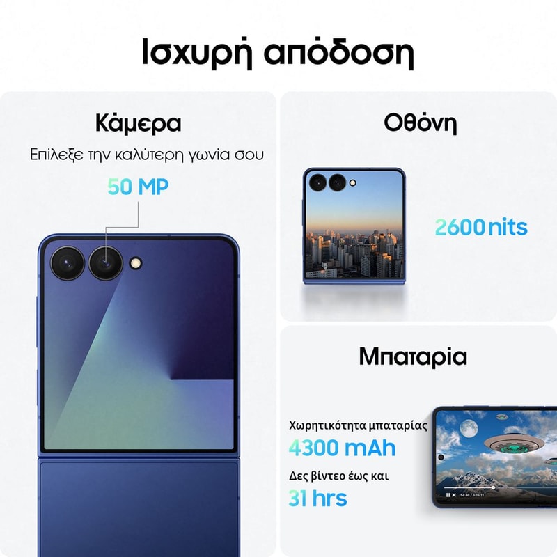 Samsung Galaxy Z Flip7 256GB Smartphone - Μπλε Σκιά 