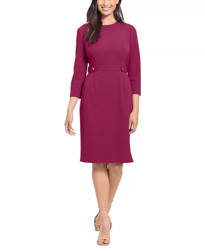 Jewel-Neck 3/4-Sleeve Sheath Dress