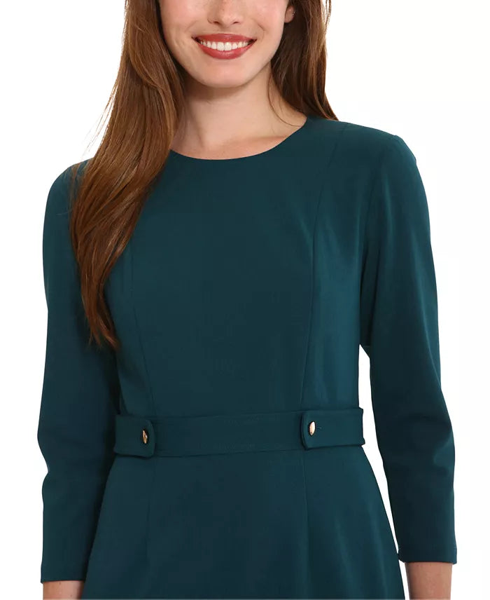 Jewel-Neck 3/4-Sleeve Sheath Dress