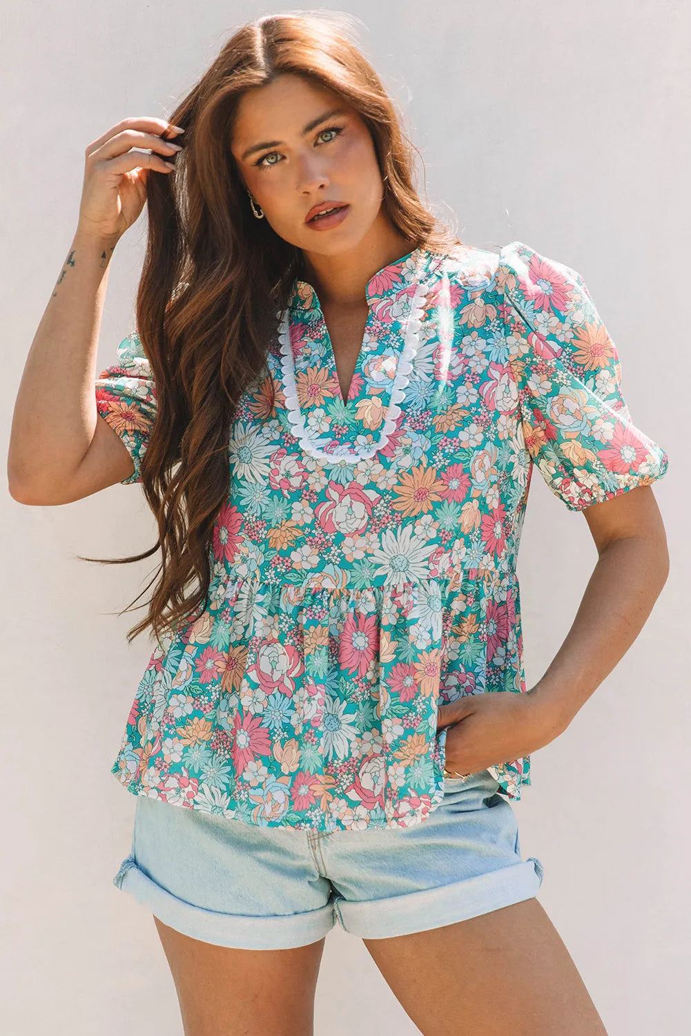 Floral Fantasy Puff Blouse