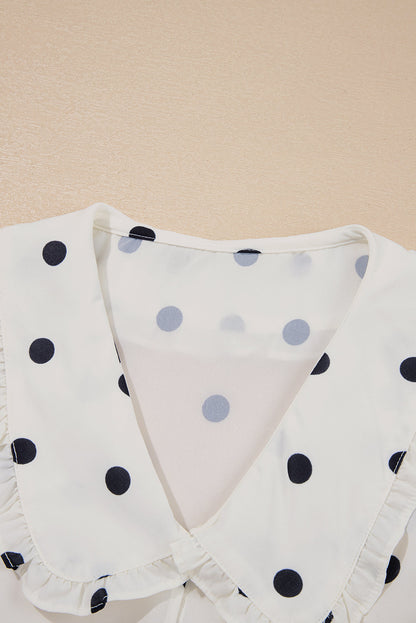 White Polka Dot Peplum Top