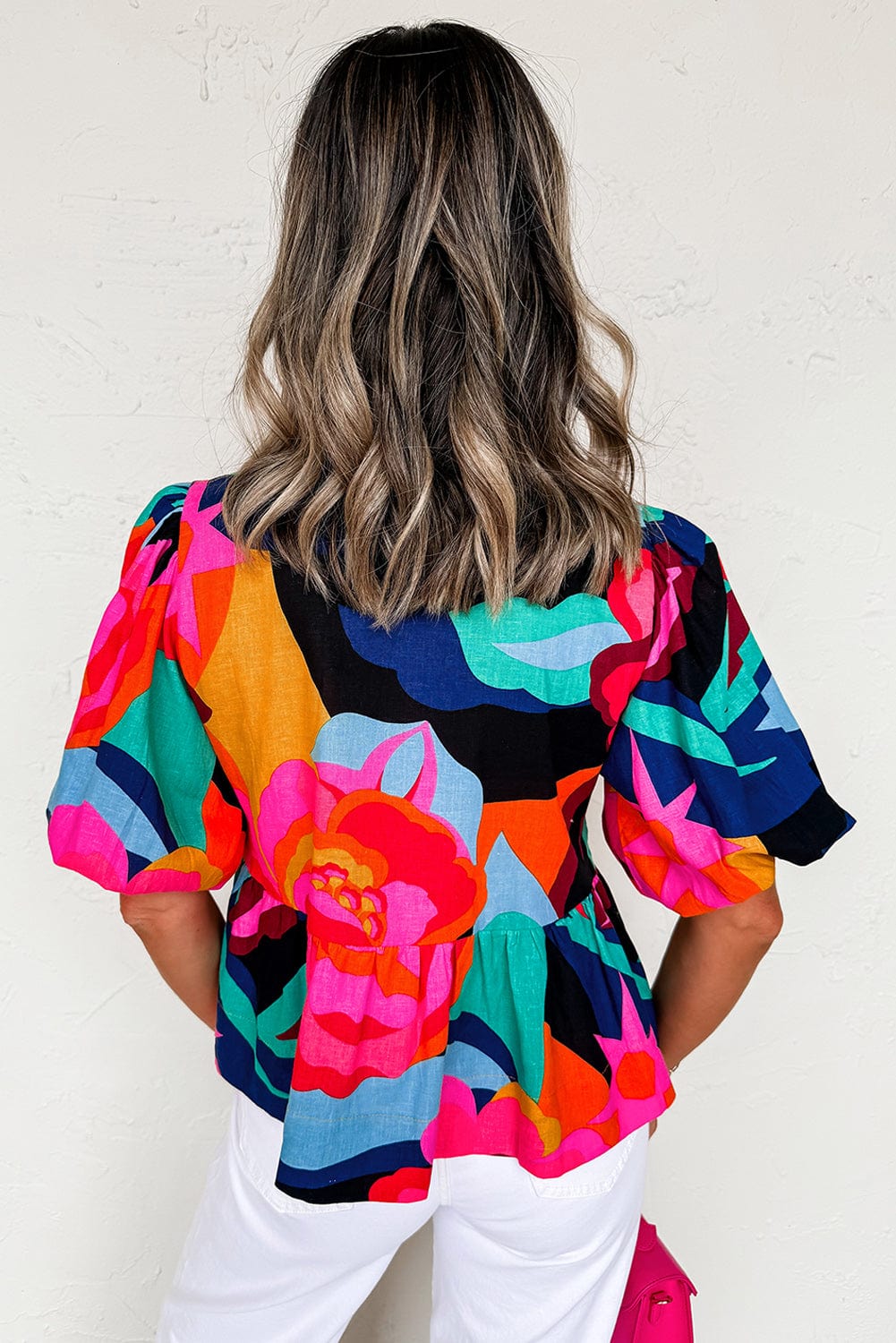 Abstract Floral Babydoll Blouse