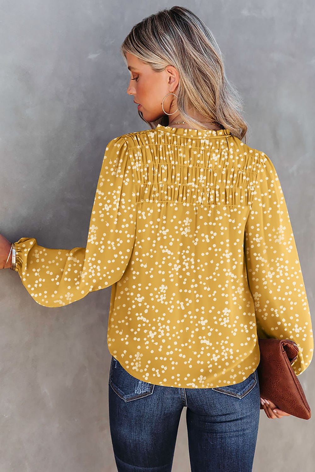 Split Neck Crinkled Blouse