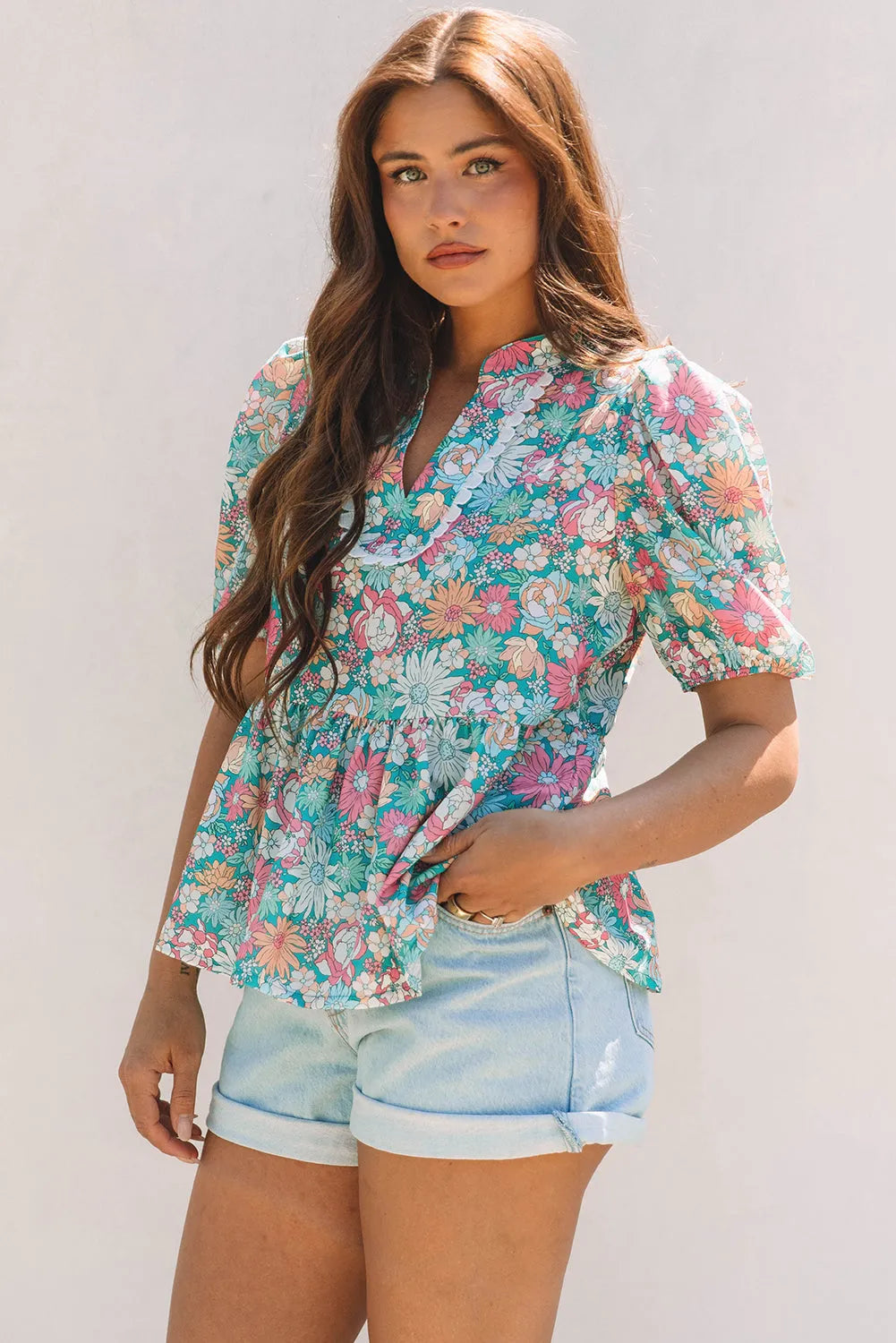 Floral Fantasy Puff Blouse