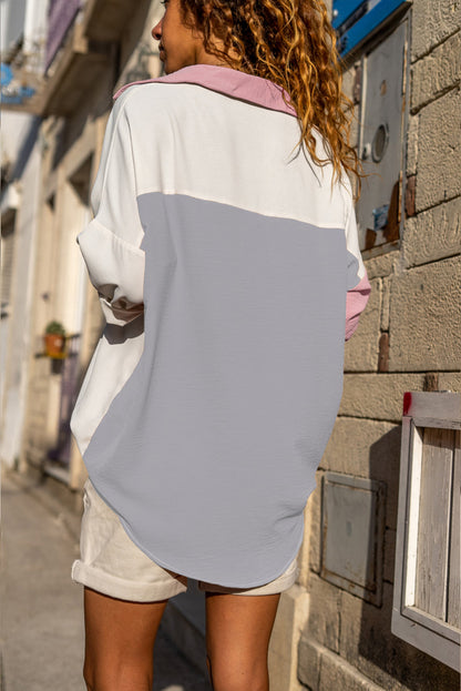 Dusty Pink Color-Block Shirt