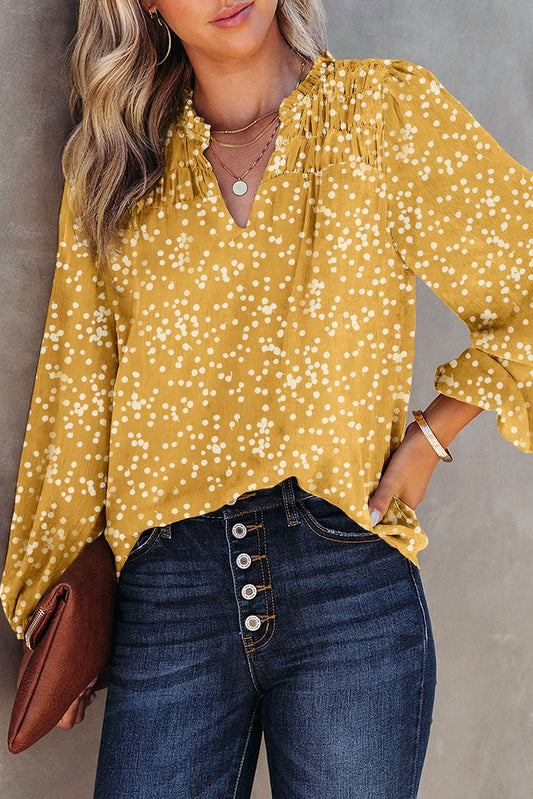Split Neck Crinkled Blouse