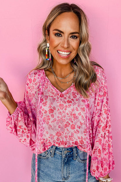 Pink Floral Lightweight Blouse