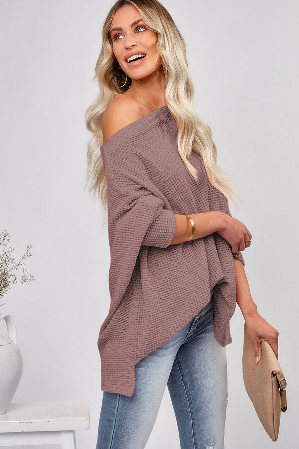 Oversized Eyelet Knit Blouse
