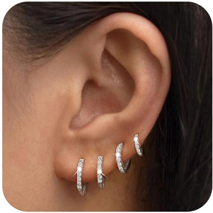 APSVO 4-Pair CZ Huggie Hoop Earrings