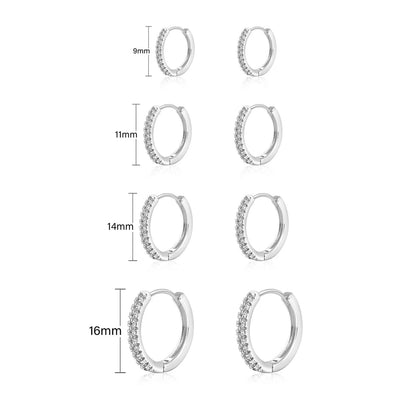 APSVO 4-Pair CZ Huggie Hoop Earrings