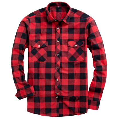 Alimens & Gentle Men's Red Plaid Flannel Shirt