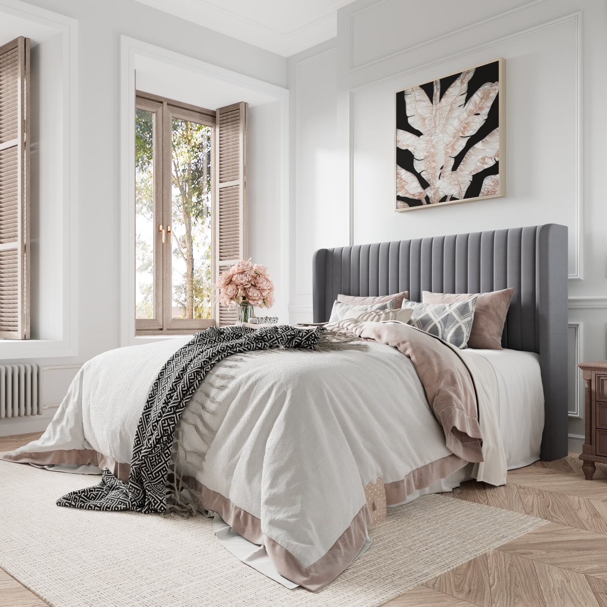 Amolife Queen Size Velvet Upholstered Bed