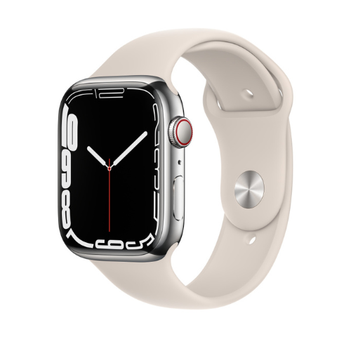 Apple Watch Series 7 45 mm, acero inoxidable plateado (GPS + celular)