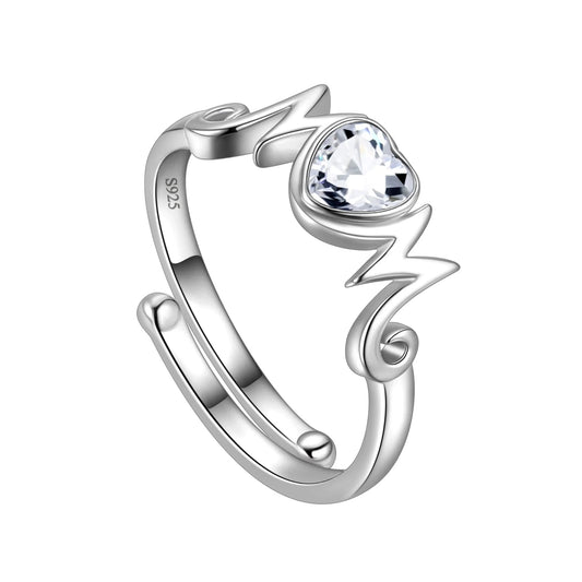 Beautlace 925 Silver Heart Mom Ring