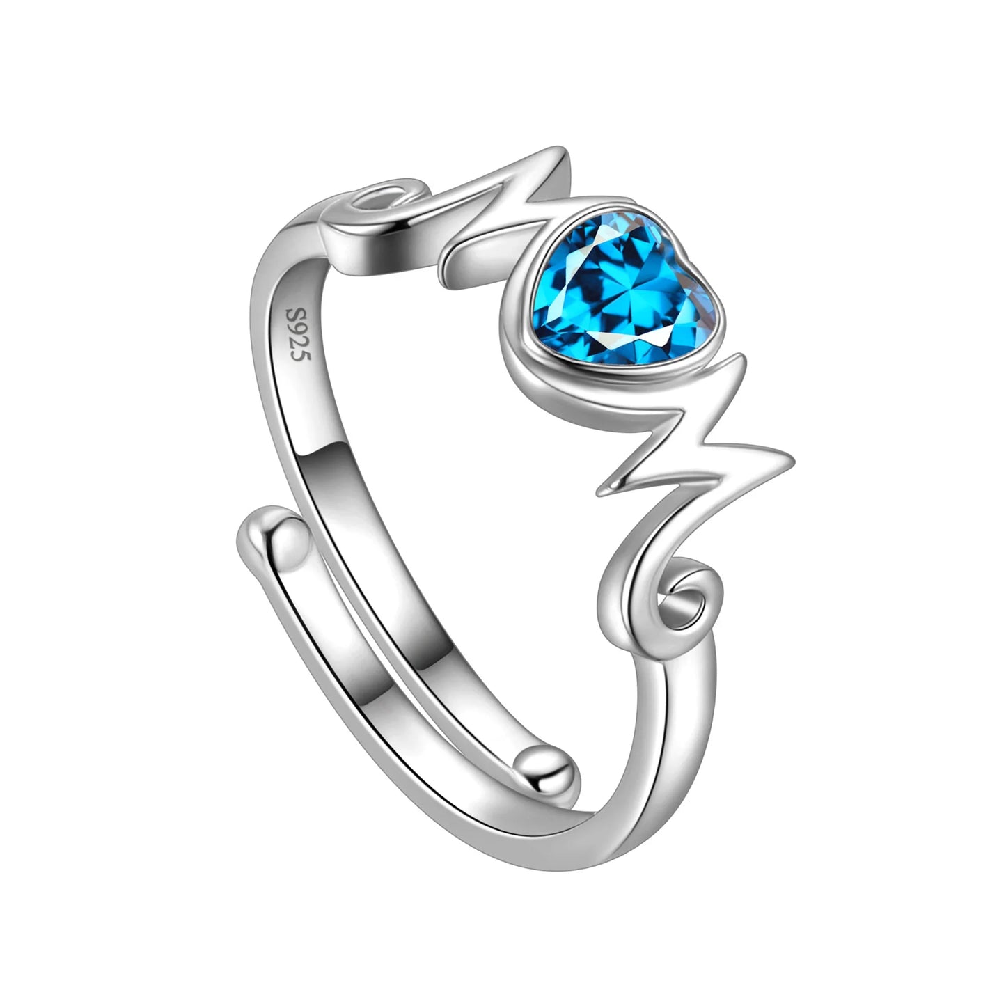 Beautlace 925 Silver Heart Mom Ring