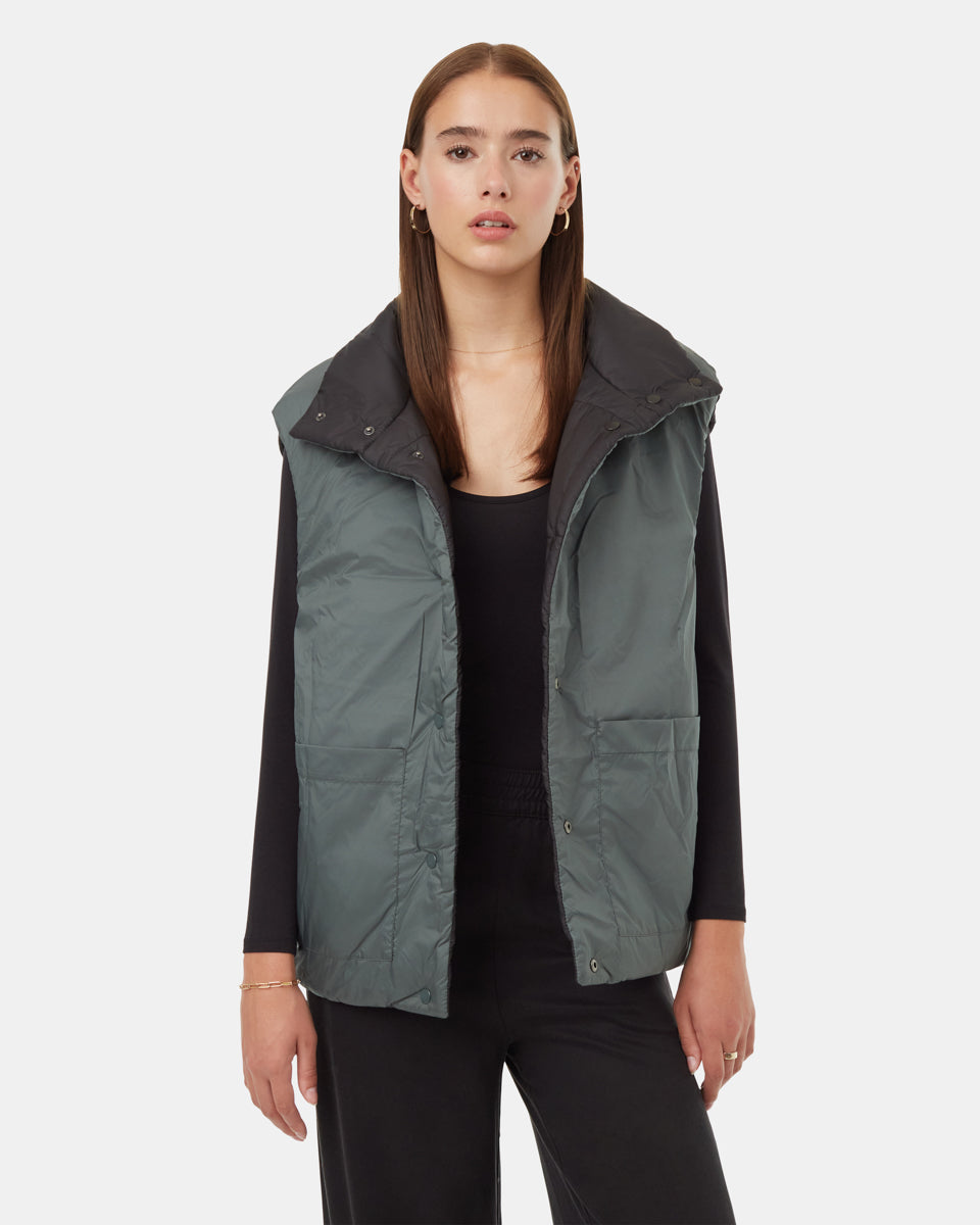 Διπλής όψης oversized γιλέκο με κέλυφος σύννεφων