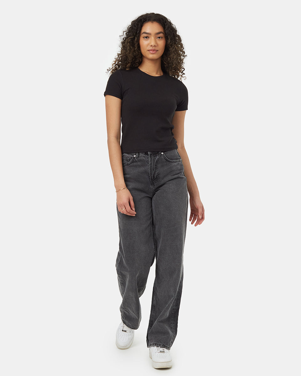 Εφαρμοστό μπλουζάκι με ριμπ ύφανση