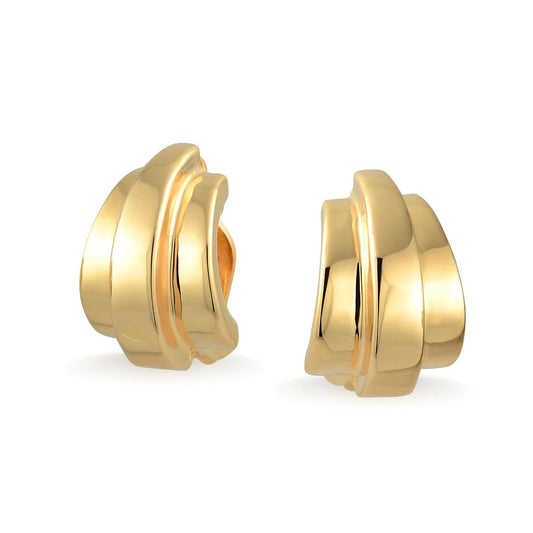 Bling Jewelry Gold Plated Dome Clip-On Earrings