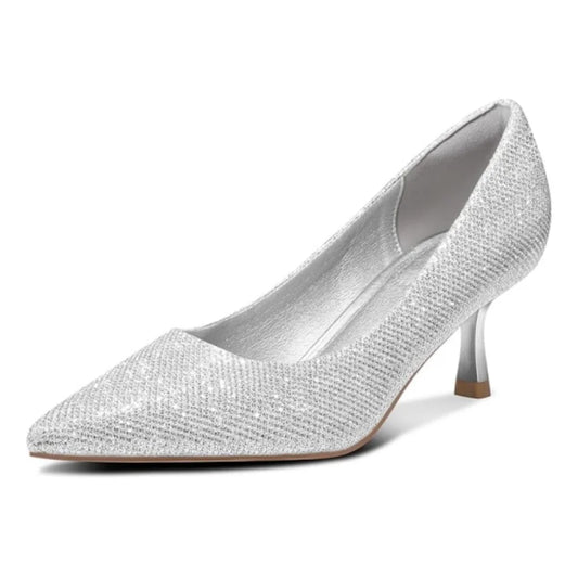 Bocca Silver Kitten Heel Pumps