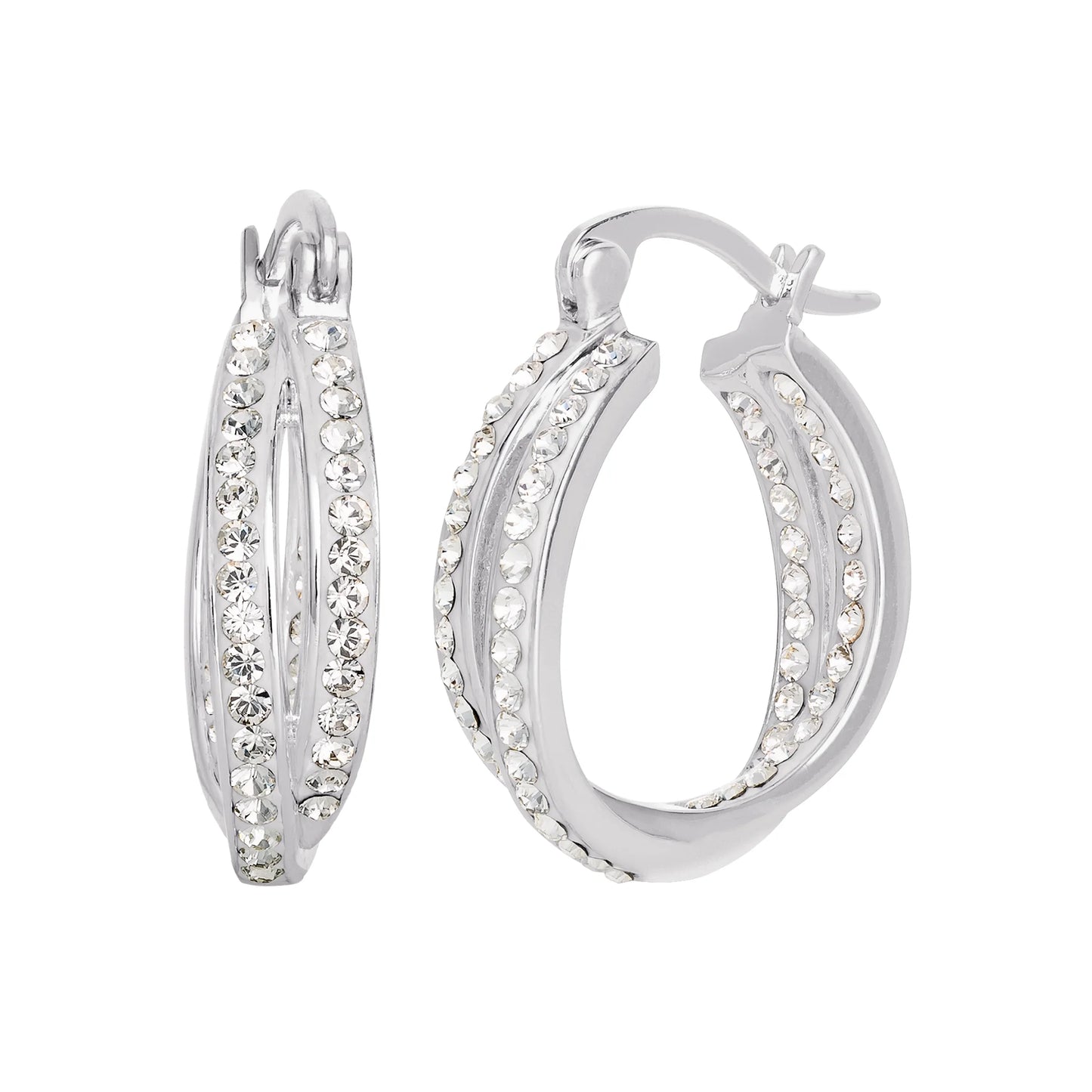 Brilliance Fine Women's Sterling Silver Clear Crystal Twist Hoops